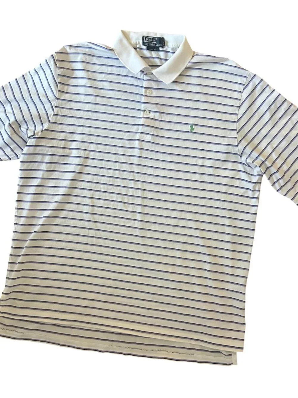 Ralph Lauren Pima Cotton Polo Golf Fit Striped Size Large Preppy Country Club